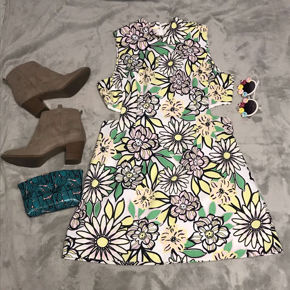Floral Cut Out Mini Dress